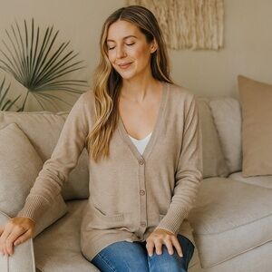 Garnet Hill Cashmere and Silk Capsule Granola Girl Old Money Cardigan Size XS